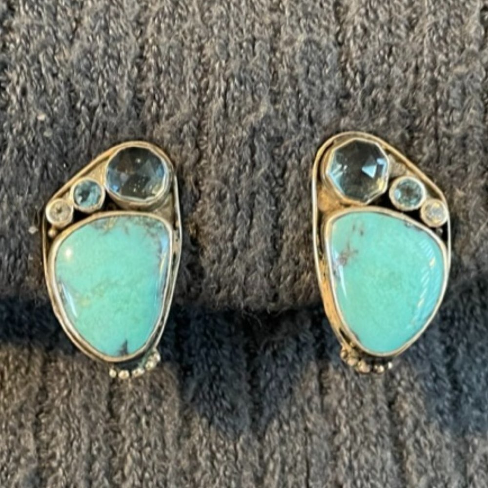 Sterling and Turquoise Clip Earrings